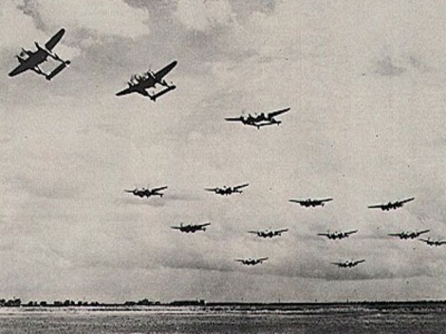 P-38 Squadron taking off