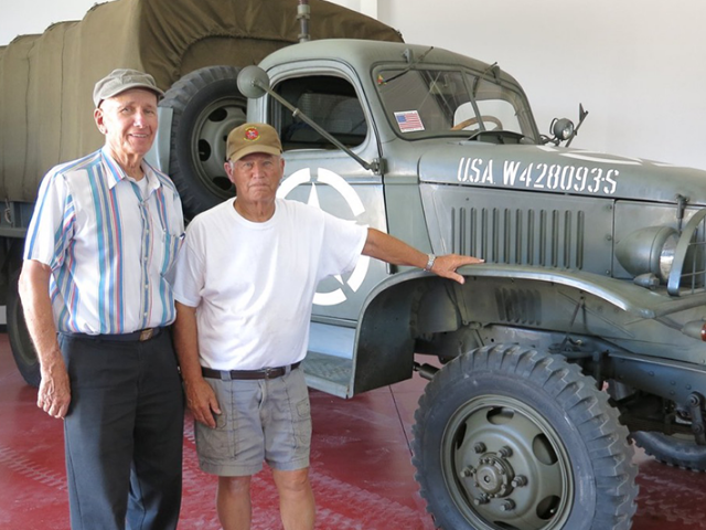 Herman Pfauter with his Red Ball Express Motor Pool Vehicle collection at Estrella Warbirds Museum, Paso Robles, CA.09
